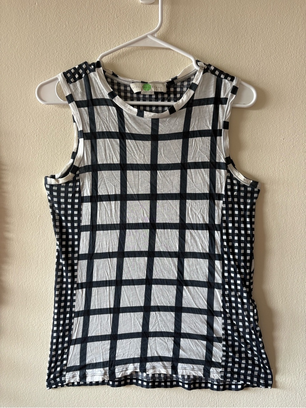 STELLA McCARTNEY Black & White Checked Sleeveless Tank Top
